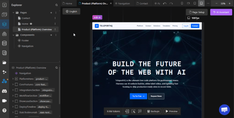 Animation of default footer and navbar